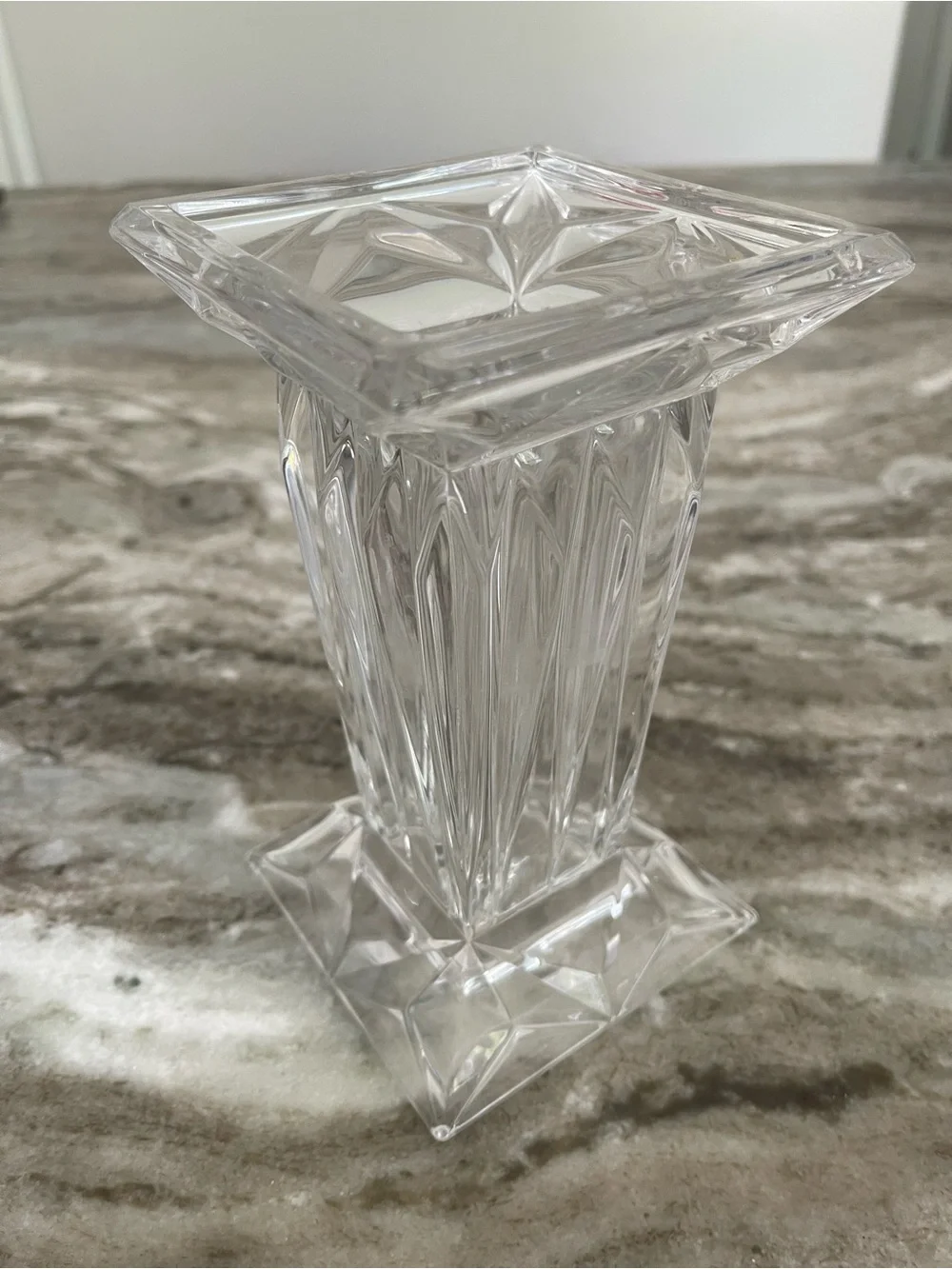 Vintage PartyLite Quad Crystal Square Pedestal Pillar Candle Holder